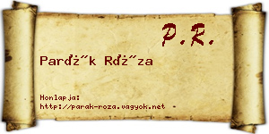 Parák Róza névjegykártya